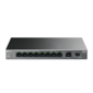 TP-Link LS1210GP,  Настольный коммутатор с 9 гигабитными портами RJ45  (8 портов PoE+) и портом SFP,  802.3af / at,  бюджет PoE — 61 Вт,  до 250 метров