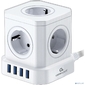 Cablexpert Сетевой фильтр Tower TWR-5-U4-W-3  (Tower 5р,  10А,  4 х USB,  3.1А,  3м,  ур.защиты 4+) белый,  коробка {22554}