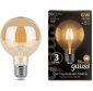 GAUSS 105802006 Светодиодная лампа LED Filament G95 E27 6W Golden 550lm 2400K 1 / 20