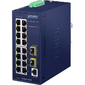 PLANET IGS-4215-16T2S IP30 Industrial L2 / L4 16-Port 10 / 100 / 1000T + 2-Port 100 / 1000X SFP Managed Switch  (-40~75 degrees C,  dual redundant power input on 12~48VDC / 24VAC terminal block)