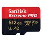 Флеш карта microSD 512GB SanDisk microSDXC Class 10 UHS-I A2 C10 V30 U3 Extreme Pro  (SD адаптер) 200MB / s