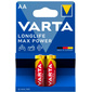 Батарея Varta LongLife Max Power LR6 Alkaline AA  (2шт) блистер