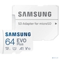 Флеш карта microSD 64GB SAMSUNG EVO PLUS microSDXC Class 10,  UHS-I,   (SD адаптер) 130MB / s