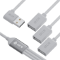 GCR-53355 USB Hub 2.0 на 3 порта,  0.35m,  гибкий,  двусторонний угловой AM  /  3 х AF,  белый, 