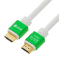 Greenconnect Кабель 2.0m HDMI версия 2.0,  HDR 4:2:2,  Ultra HD,  4K 60 fps 60Hz / 5K*30Hz,  3D,  AUDIO,  18.0 Гбит / с,  28 / 28 AWG,  OD7.3mm,  тройной экран,  белый,  AL корпус зеленый,  GCR-51294