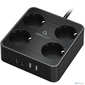 Cablexpert Сетевой фильтр Plate PLT-4-C2U2-B-2  (4р,  10А,  2xType-C PD,  20Вт,  2xUSB,  2м,  ур.защиты 4+) черный,  коробка {22562}