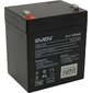 SVEN SV 1250Battery   (12V 5Ah),  12V voltage,  5A*h capacity,  max. discharging rate of 80A,  max. charging rate 1.5A,  the type of lead-acid AGM,  type lead terminal F1