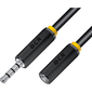 GCR Удлинитель для гарнитуры 10.0m jack 3, 5mm / jack 3, 5mm черный,  желтая окантовка,  28AWG,  M / F,  GCR-54003