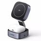 Зарядное устройство магнитное беспроводное 2-в-1 UGREEN W702  (35316) 2-in-1 Magnetic Wireless Charge for Iphone&AirPods 15W Qi2. Цвет: серый космос