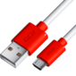 GCR Кабель 0.5m MicroUSB,  белый,  красные коннекторы,  быстрая зарядка,  28 / 24 AWG,  GCR-53214