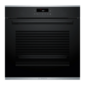Serie 4, Встраиваемый духовой шкаф Bosch,  Auto Pilot 10,  объем 71 л ,  7 режимов нагрева,  4D Hotair,  телескопические направляющие 1уровень, пиролиз,  сенсорное управление, цвет черный+профиль из нержавеющей стали