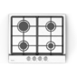 Газовая варочная панель EVELUX,  Hi-Tech,  60 см,  4 конфорки,  чугунные решетки,  газ-контроль,  электроподжиг,  механическое управление,  цвет нержавеющая сталь