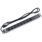 Cabeus PDU-8I-2IEC Блок розеток для 19" шкафов,  горизонтальный,  8 розеток IEC 320 C13,  10 A,  без выключателя,  алюминиевый корпус,  шнур 2 м,  вилка IEC 320 C14