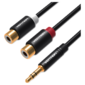 Переходник-разветвитель Vention гибкий Jack 3.5 mm M / 2RCA F - 0.3 м Чёрный