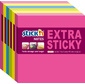 Блок самоклеящийся бумажный Stick`n Extra Sticky 21679 76x76мм 90лист. 70г / м2 неон ассорти  (упак.:6шт)