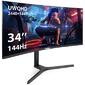 Монитор изогнутый игровой 144 Гц 34" ExeGate Combat EC3407TA  (VA Curved R1800 LED Grade A+,  UltraWide QHD 3440x1440@144Гц,  300cd / m2,  3000:1,  178° / 178°,  1ms,  2xHDMI,  2xDisplayPort,  аудио-выход,  Flicker-free,  FreeSync,  Low Blue Light,  кабель DP 1.5м,  VESA100,  регулировка высоты,  вращения,  наклона,  черный)