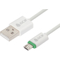 Greenconnect Кабель 3A 1.0m для Samsung USB 2.0,  AM / microB 5pin,  ABS,  белый,  зеленый ПВХ,  28 / 22 AWG,  поддержка функции быстрой зарядки,  экран,  армированный,  морозостойкий,  GCR-50965