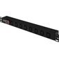 PDU 8 розеток C13 с LED выключателем, 1U,  вх. С14,  без шнура,  алюминиевый профиль