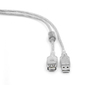 Cablexpert Кабель удлинитель USB2.0 Pro,  AM / AF,  1, 8м,  экран,  2 феррит.кольца,  прозрачный  (CCF-USB2-AMAF-TR-6)