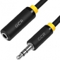 Greenconnect Удлинитель аудио 0.25m jack 3, 5mm / jack 3, 5mm черный,  желтая окантовка,  ультрагибкий,  28AWG,  M / F,  Premium GCR-STM1114-0.25m,  экран,  стерео