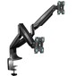 ONKRON G200 BLACK Кронштейн для 2 мониторов 13-32'' ГАЗЛИФТ макс 100*100 наклон -90? / +90?,  поворот +-90°,  2 колена,  вылет от стены до 525мм,  крепление к столу 10-85мм,  макс общий вес 9кг,  черный