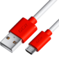 GCR Кабель 2.0m MicroUSB,  белый,  красные коннекторы,  быстрая зарядка,  28 / 24 AWG,  GCR-53217