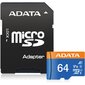 Флеш карта microSD 64GB A-DATA microSDHC Class 10 UHS-I A1 100 / 25 MB / s  (SD адаптер)