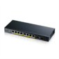 PoE+ Zyxel GS1100-10HP,  8xGE PoE+,  2xSFP,  настольный,  бесшумный,  бюджет PoE 130 Вт,  Kensigton lock