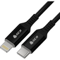 GCR Кабель PREMIUM 1.0m TypeC / Lightning MFI POWER DELIVERY 18 W,  быстрая зарядка,  черный силикон,  AL case черный,  черный ПВХ,  GCR-53535