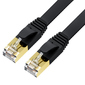 GCR Патч-корд 5.0m PROF плоский прямой кат.7 ethernet,  FTP,  медь,  черный,  литой,  экранированные коннекторы 24K GOLD,  RJ45,  T568B