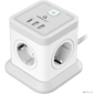 Cablexpert Сетевой фильтр Tower TWR-4-CU2-W-2  (4р,  10А,  1xType-C PD,  20Вт,  2 х USB,  2м,  ур.защиты 2+) белый,  коробка {22557}