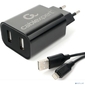 Cablexpert  Зарядное устройство 12Вт,  2.4А,  2xUSB,  кабель Lightning 1м,  черный,  коробка-блистер  (MP3A-PC-36)