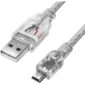 Greenconnect Кабель mini USB 2.0  прозрачный,  28 / 24 AWG,  AM  /  mini 5P,  Premium,  экран,  армированный,  морозостойкий  (GCR-UM1M5P-BD2S-5.0m)