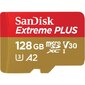 SanDisk SDSQXBZ-128G-GN6MA Флеш карта microSD 128GB SanDisk microSDXC Class 10 UHS-I A2 C10 V30 U3 Extreme Plus  (SD адаптер) 170MB / s