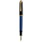Ручка перьевая Pelikan Souveraen M 400  (994947) черный / синий M перо золото 14K покрытое родием подар.кор.