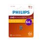 Флеш карта microSD 64GB PHILIPS High Speed  microSDHC Class UHS-I U3,  V30,  A1,  100MB / s