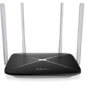 AC1200 dual Band Wi-Fi router,  up to 867 Mbps at 5 GHz + up to 300 Mbps at 2.4 GHz,  1 WAN port 10 / 100 Mbps + 3 LAN ports 10 / 100 Mbps,  4 fixed antennas,  IPv6