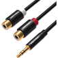Переходник-разветвитель Vention гибкий Jack 3.5 mm M / 2RCA F - 0.3 м Чёрный