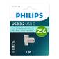 PHILIPS USB Drive 256Gb PHILIPS 2-in-1 USB 3.2 USB C,  OTG,  USB 3.2 / Type-C,  Металл,  100 MB / s