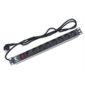 Cabeus PDU-8P-2EU Блок евророзеток для 19" шкафов,  горизонтальный,  8 розеток,  16 A,  выключатель,  шнур 2м,  алюминиевый корпус,  немецкий стандарт