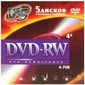 Диск DVD-RW VS 4.7 Gb,  4x,  Конверт  (5),   (5 / 250)