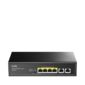 6-Port 10 / 100 / 1000M PoE+ Switch,  4-Port 10 / 100 / 1000 BASE-T Gigabit PoE+ ports,  2-Port 10 / 100 / 1000 BASE-T Gigabit Uplink ports,   802.3at / af,  VLAN mode support for port #1 ~ #4,  Extend mode support for port #3 ~ #4,  Fanless,  ±4KV Surge Protection, Watchdog,  65W internal