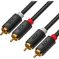 GCR Кабель 1.5m аудио 2 х RCA  /  2 х RCA ,  GOLD,  черный,  GCR-53109