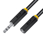 Greenconnect Удлинитель аудио 0.25m jack 3, 5mm / jack 3, 5mm черный,  желтая окантовка,  ультрагибкий,  28AWG,  M / F,  Premium GCR-STM1114-0.25m,  экран,  стерео