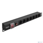Exegate EX280837RUS Блок розеток ExeGate ServerPro PDU-19H702 Al-7S-C14-SW-O,  19", 1U, алюм,  7Sch,  С14,  защита от перегр