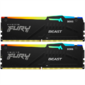 DDR 5 DIMM 32Gb PC44800,  5600Mhz,  Kingston FURY Beast Black RGB CL40  (Kit of 2)  (KF556C40BBAK2-32)  (retail)