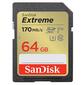 SecureDigital 64GB Sandisk Extreme SDXC Card 170MB / s  CL10 V30 UHS-I U3