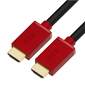 Greenconnect Кабель 0.5m HDMI версия 2.0,  HDR 4:2:2,  Ultra HD,  4K 60 fps 60Hz / 5K*30Hz,  3D,  AUDIO,  18.0 Гбит / с,  28 / 28 AWG,  OD7.3mm,  тройной экран,  черный,  красные коннекторы,  GCR-HM451-0.5m