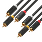 GCR Кабель 3.0m видео-аудио 3 х RCA  /  3 х RCA,  черный,  GCR-54137