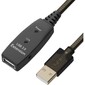 GCR Удлинитель активный 5.0m USB 2.0,  AM / AF,  GOLD,  черно-прозрачный,  с усилителем сигнала,  разъём для доп.питания,  28 / 24 AWG